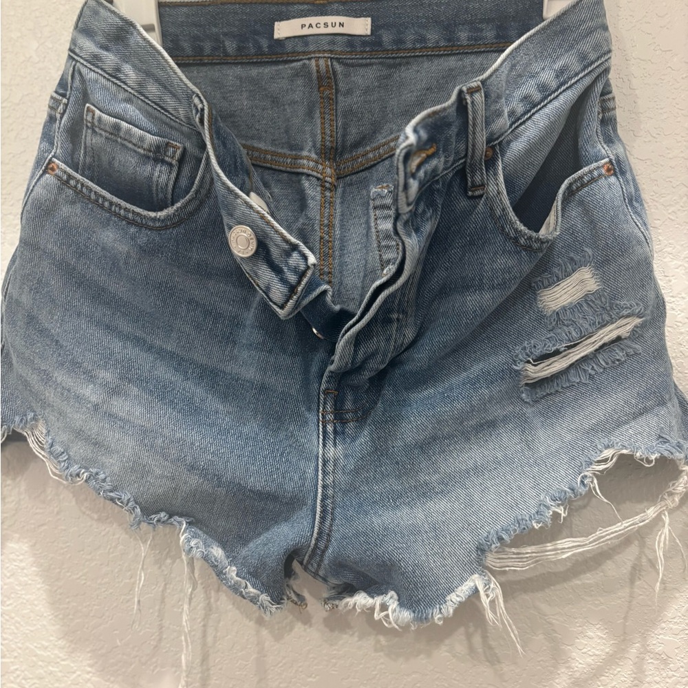 PacSun Blue Distressed Jean Shorts High-Waisted